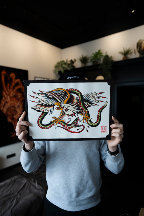 Eagle & Snake Battle Tattoo Print