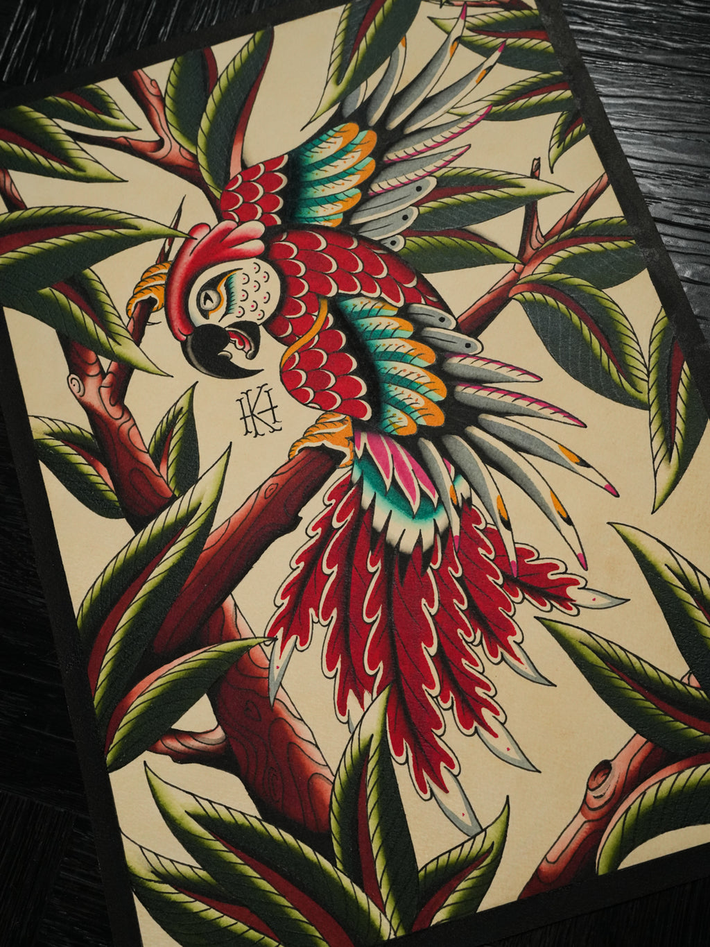 Traditional Parrot Tattoo Print