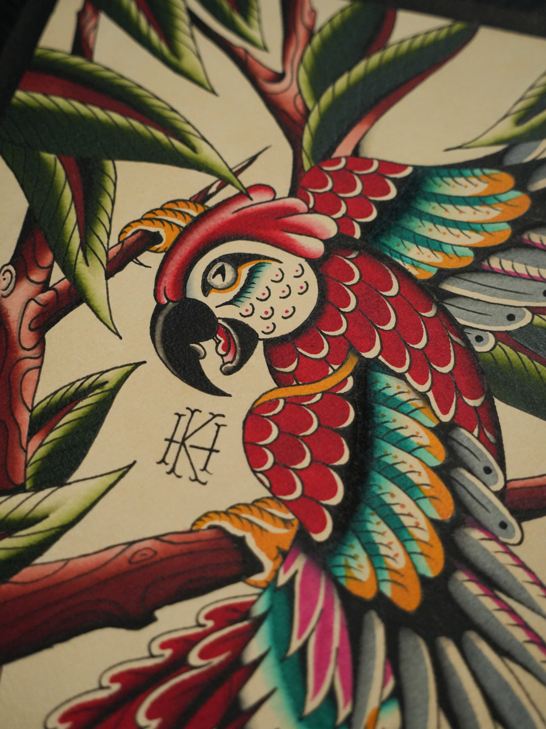 traditional-parrot-tattoo-print