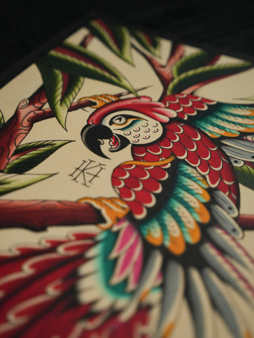 Traditional Parrot Tattoo Print