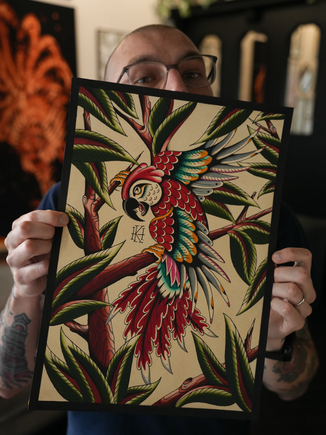 Traditional Parrot Tattoo Print